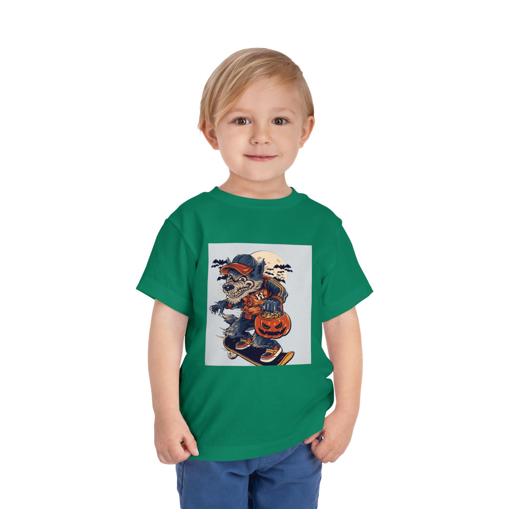Toddler Halloween Skateboard Tee — Trick-or-Treat Puppy Pumpkin
