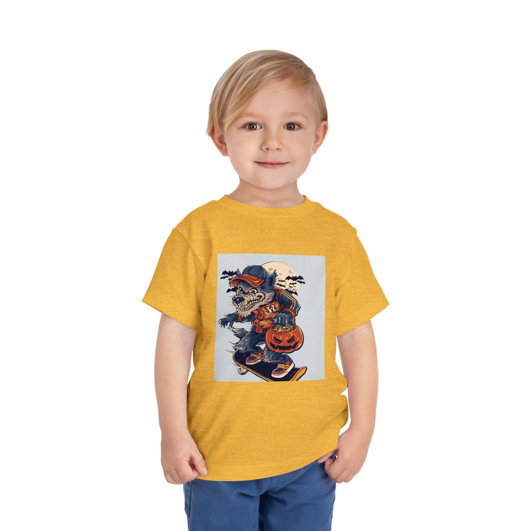 Toddler Halloween Skateboard Tee — Trick-or-Treat Puppy Pumpkin
