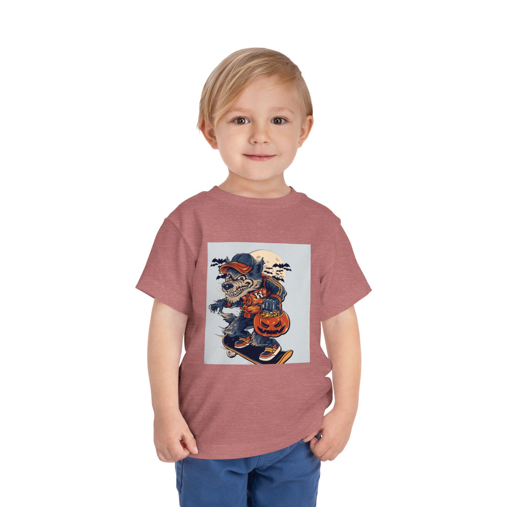Toddler Halloween Skateboard Tee — Trick-or-Treat Puppy Pumpkin