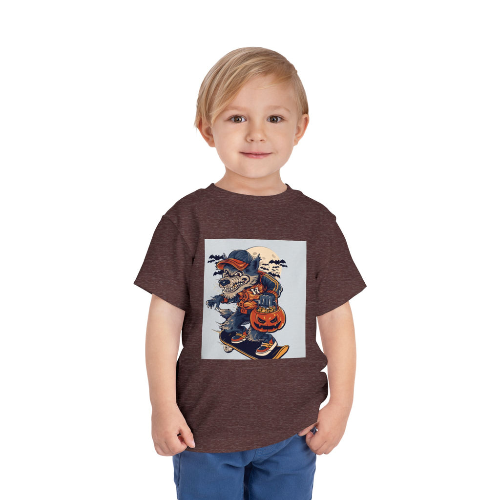 Toddler Halloween Skateboard Tee — Trick-or-Treat Puppy Pumpkin