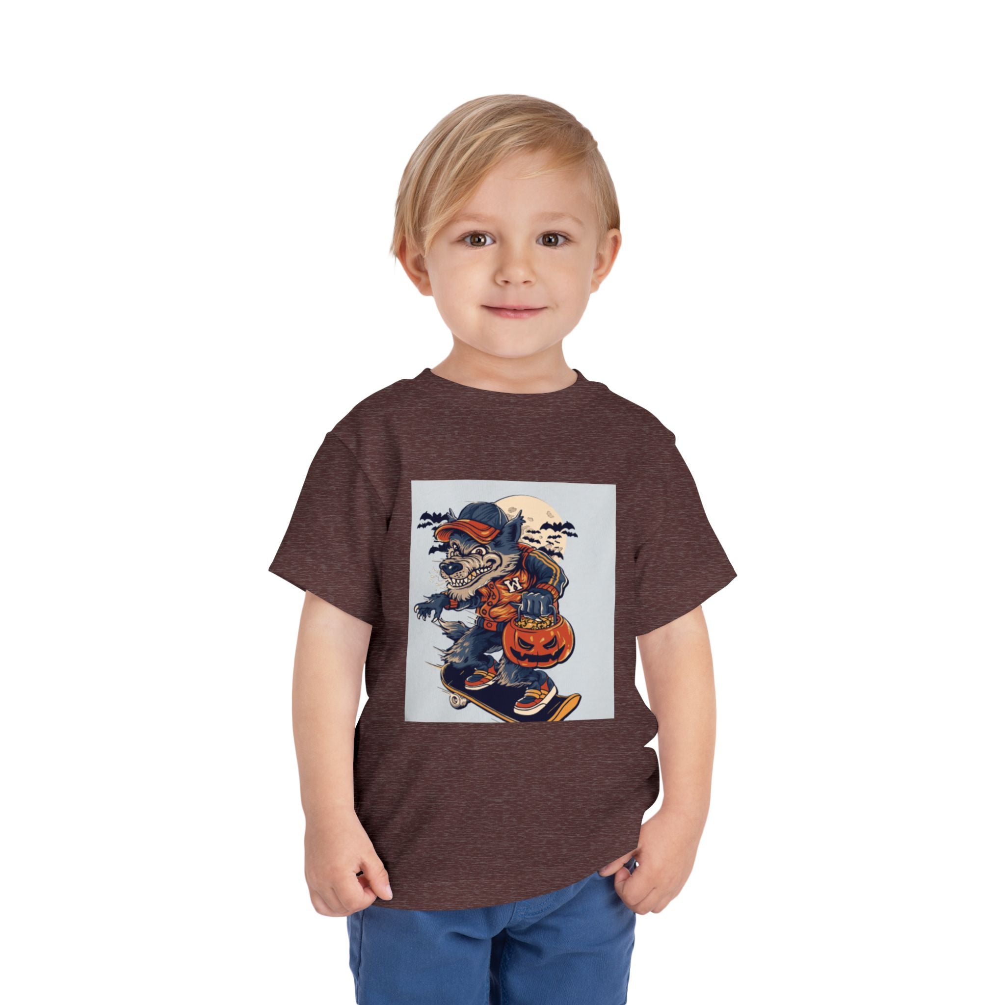Toddler Halloween Skateboard Tee — Trick-or-Treat Puppy Pumpkin