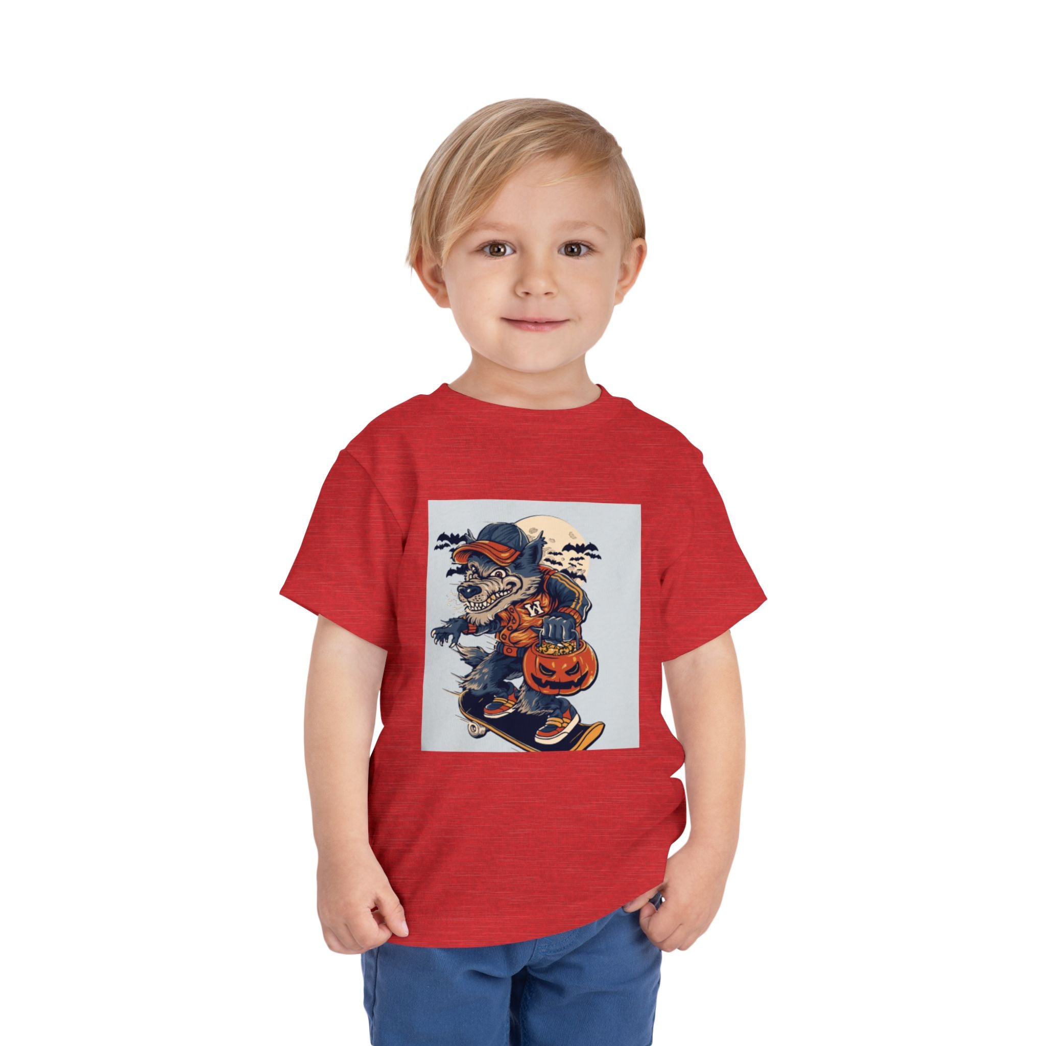 Toddler Halloween Skateboard Tee — Trick-or-Treat Puppy Pumpkin
