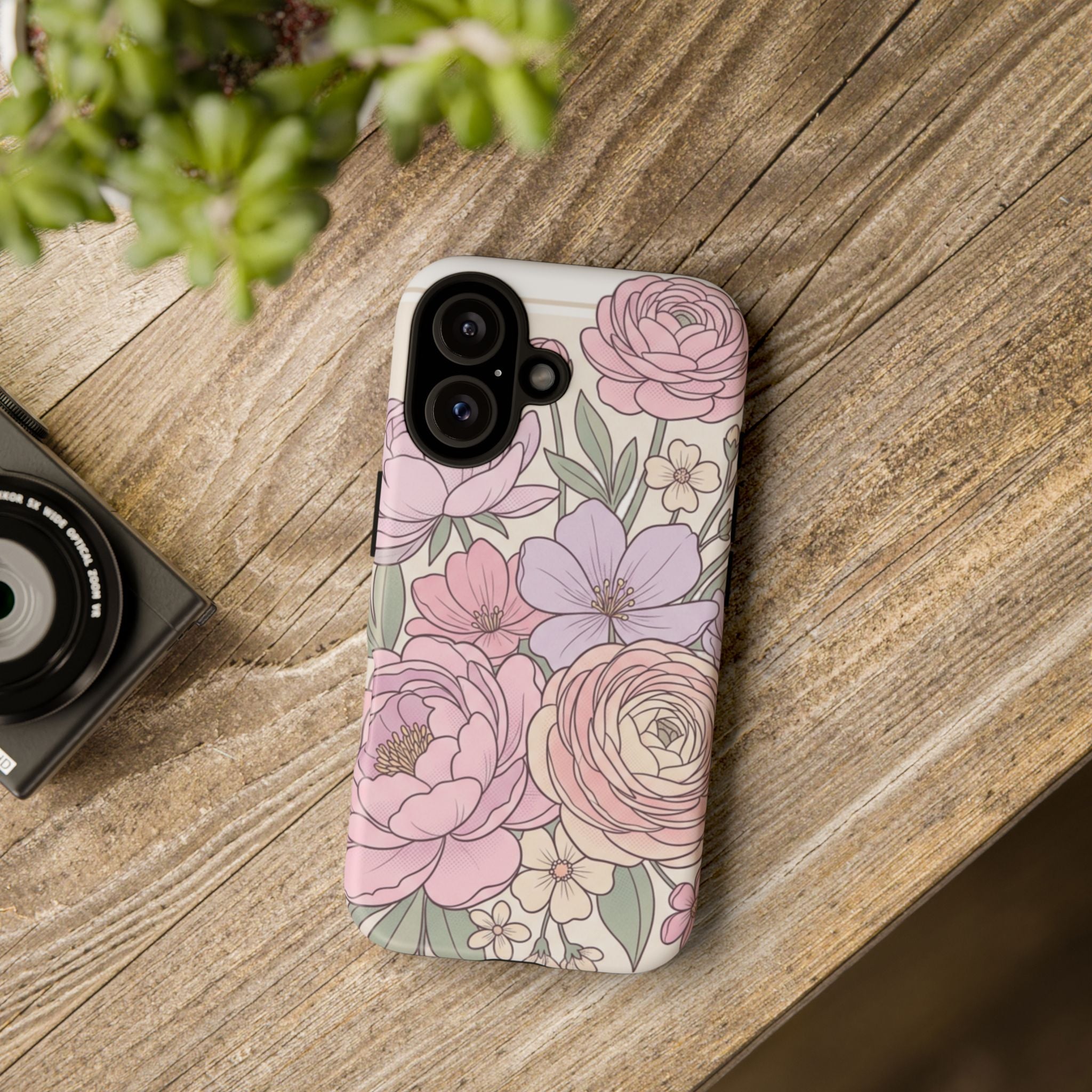 Floral Pastel Tough Phone Case – Pink Garden Protective Case