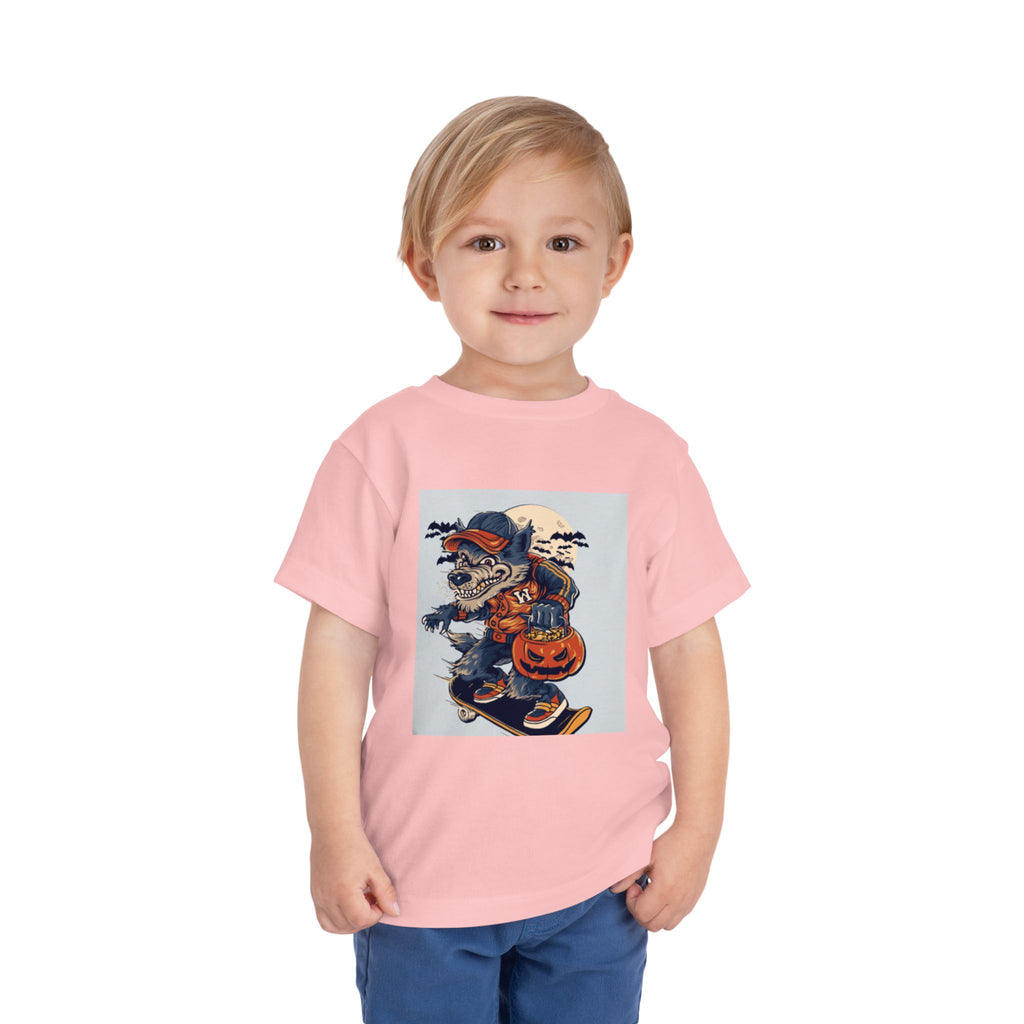 Toddler Halloween Skateboard Tee — Trick-or-Treat Puppy Pumpkin