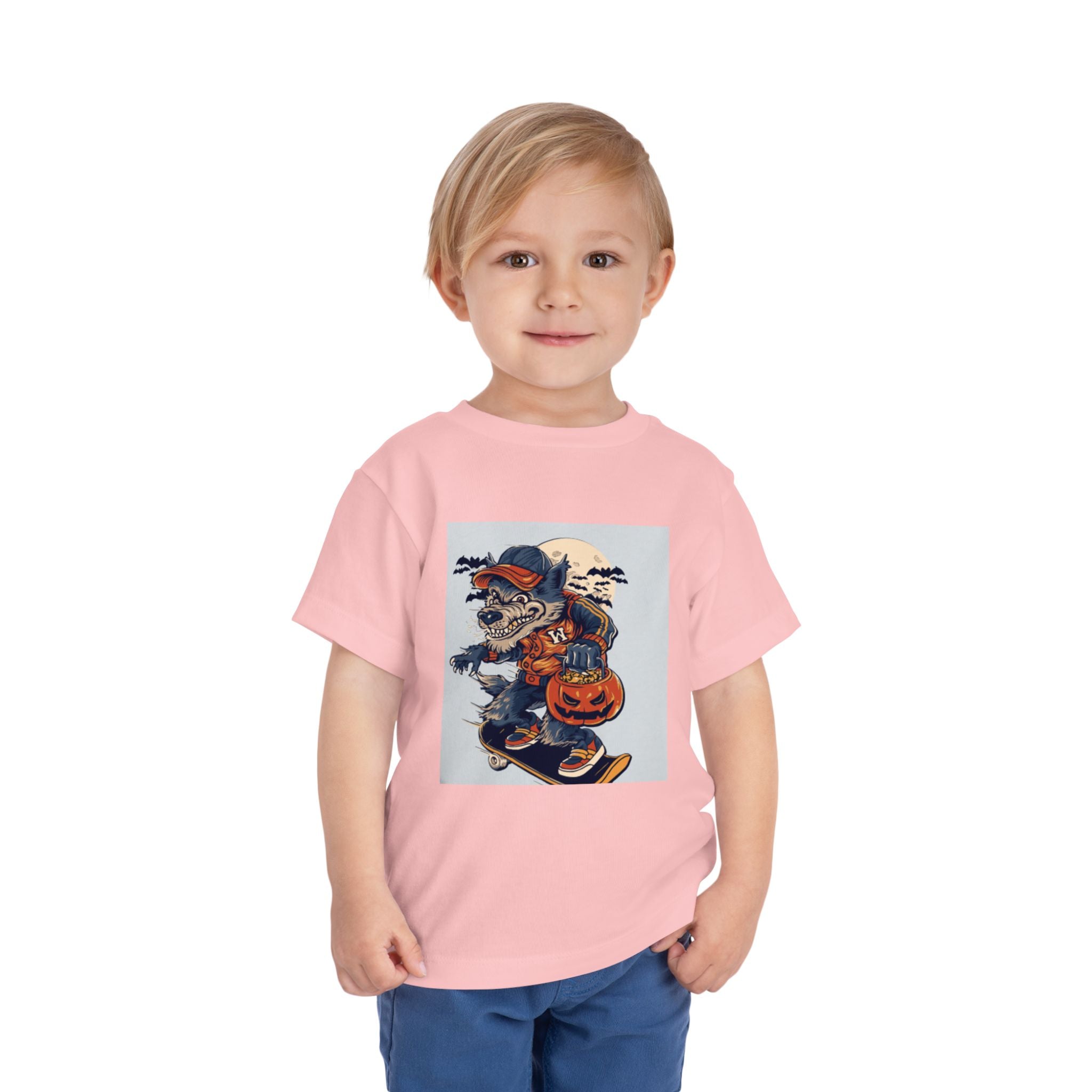 Toddler Halloween Skateboard Tee — Trick-or-Treat Puppy Pumpkin