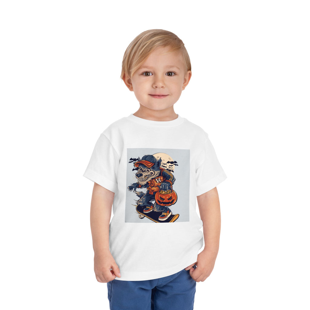 Toddler Halloween Skateboard Tee — Trick-or-Treat Puppy Pumpkin