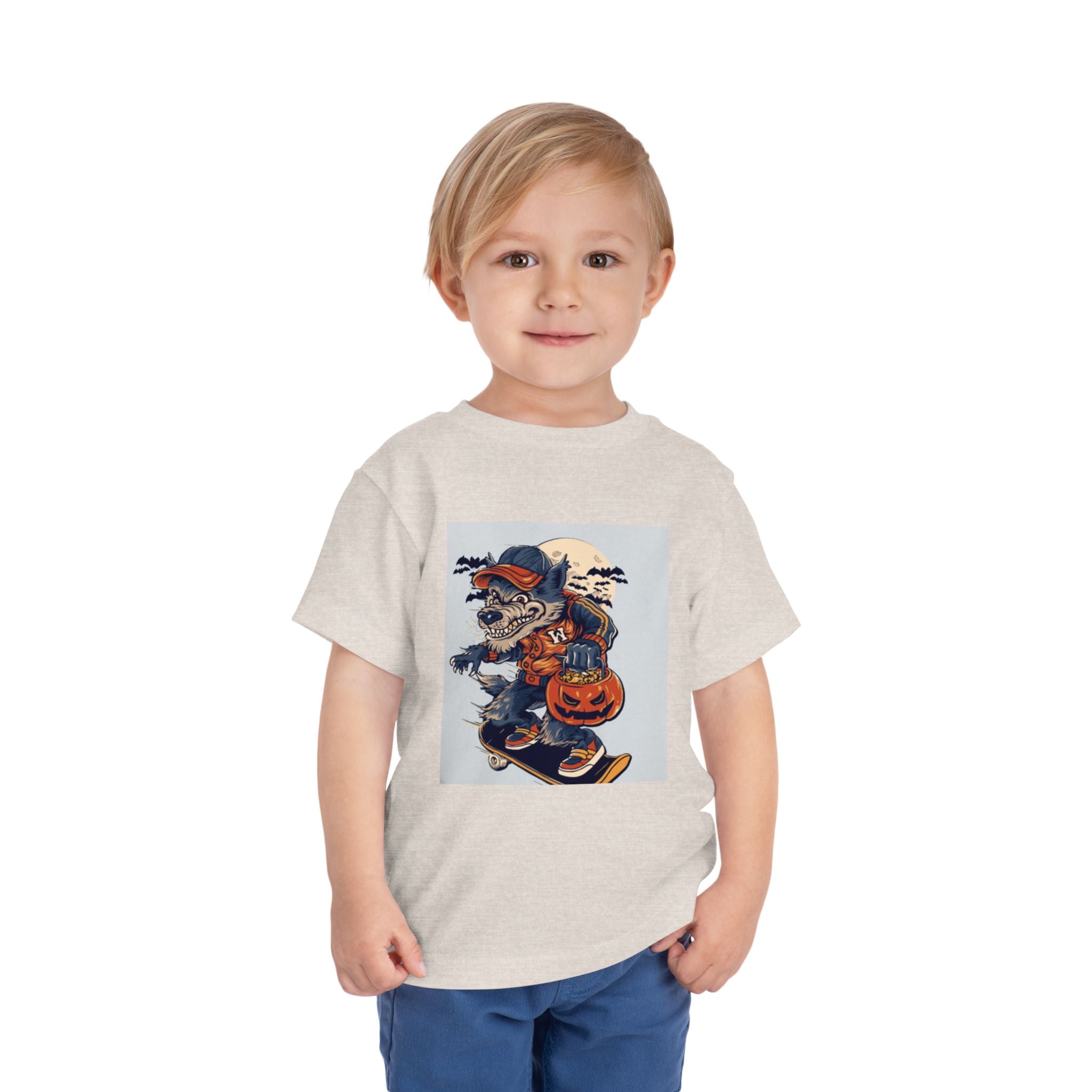 Toddler Halloween Skateboard Tee — Trick-or-Treat Puppy Pumpkin