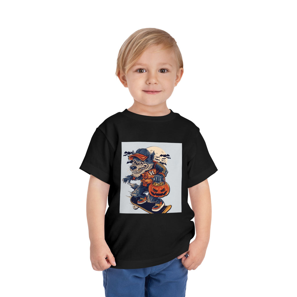 Toddler Halloween Skateboard Tee — Trick-or-Treat Puppy Pumpkin