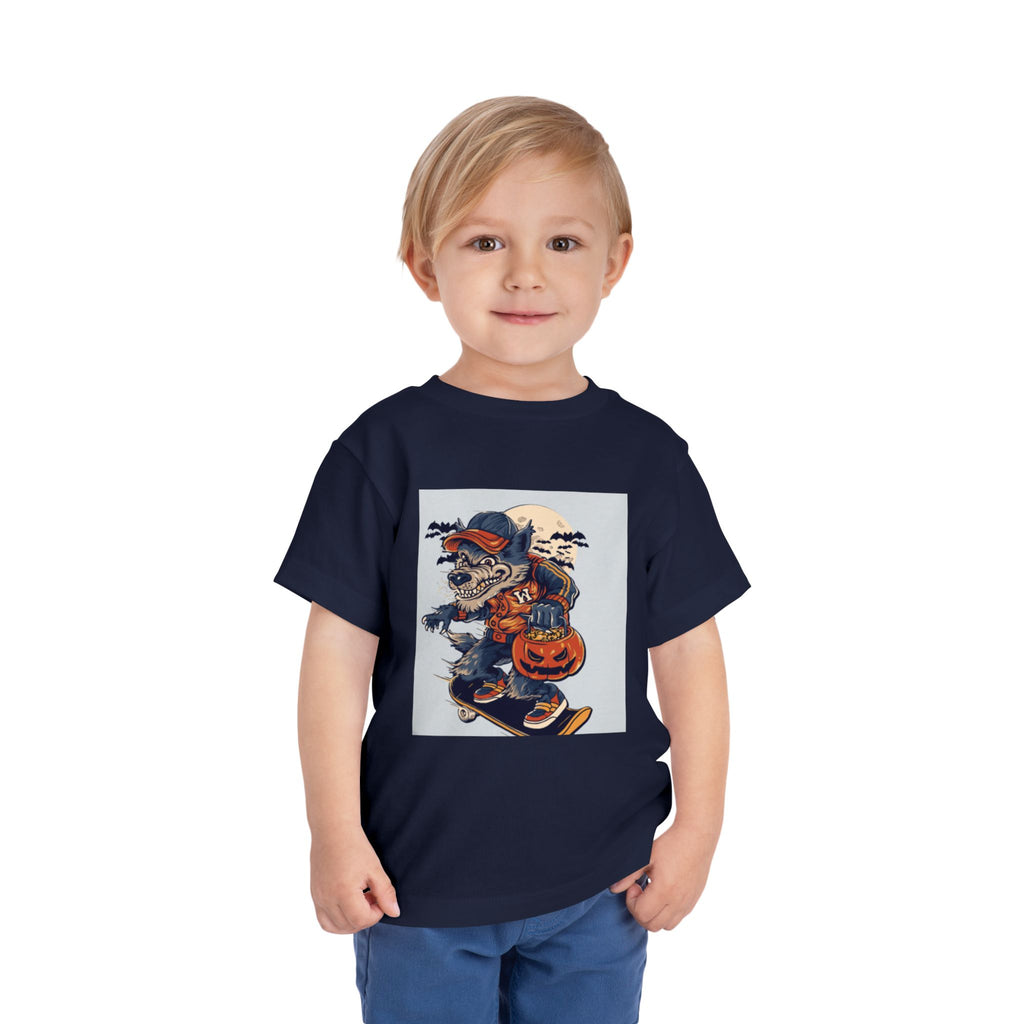 Toddler Halloween Skateboard Tee — Trick-or-Treat Puppy Pumpkin