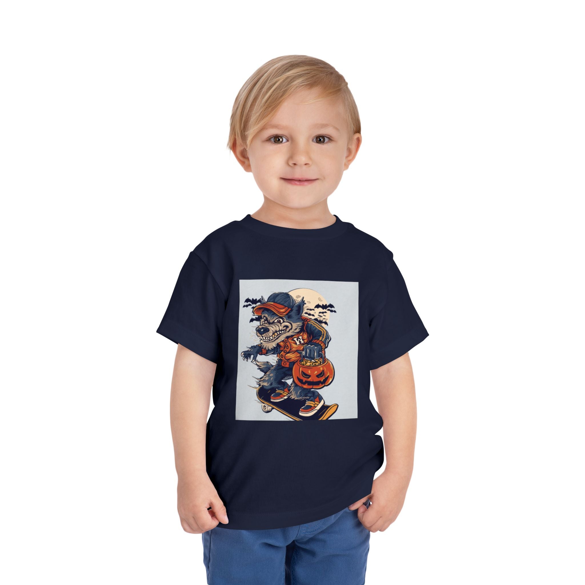 Toddler Halloween Skateboard Tee — Trick-or-Treat Puppy Pumpkin