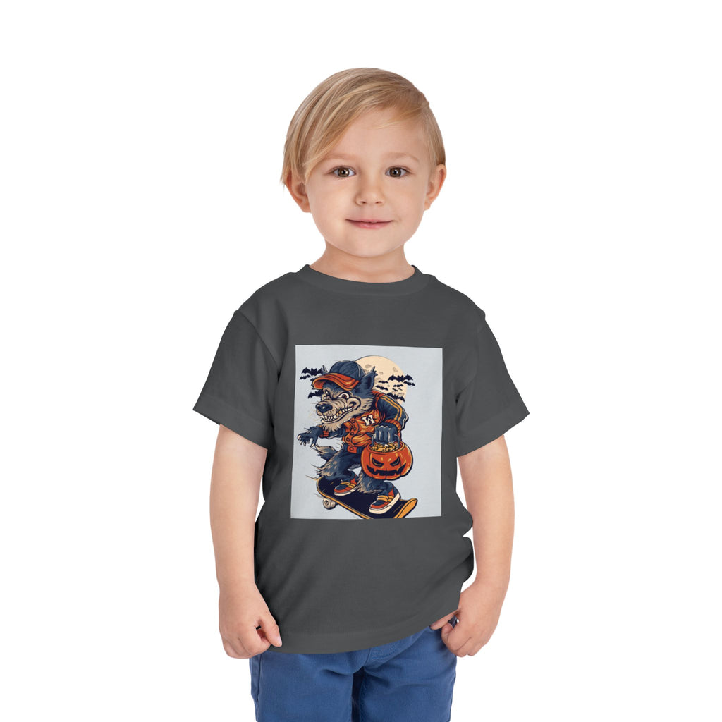 Toddler Halloween Skateboard Tee — Trick-or-Treat Puppy Pumpkin