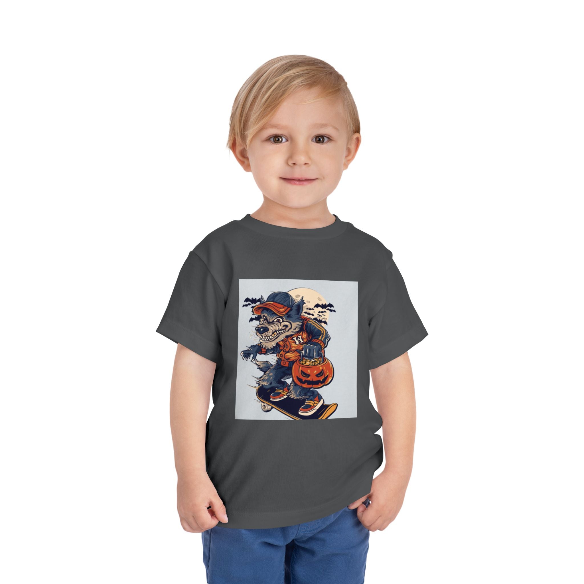 Toddler Halloween Skateboard Tee — Trick-or-Treat Puppy Pumpkin