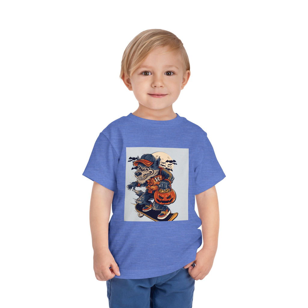 Toddler Halloween Skateboard Tee — Trick-or-Treat Puppy Pumpkin