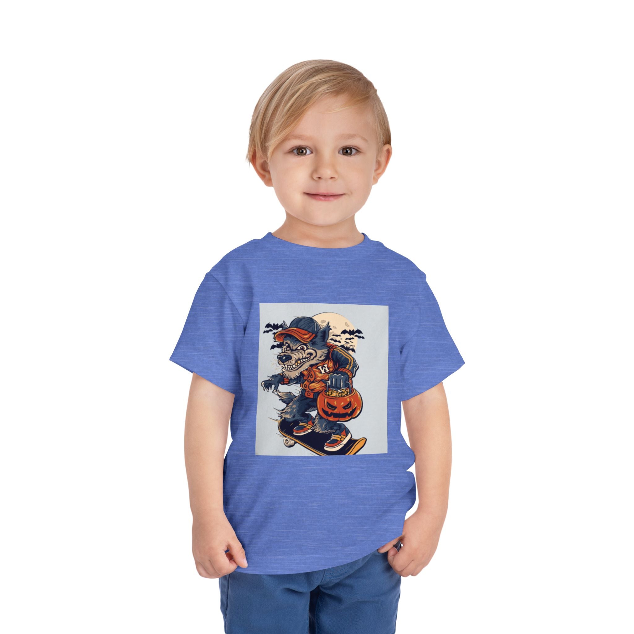 Toddler Halloween Skateboard Tee — Trick-or-Treat Puppy Pumpkin