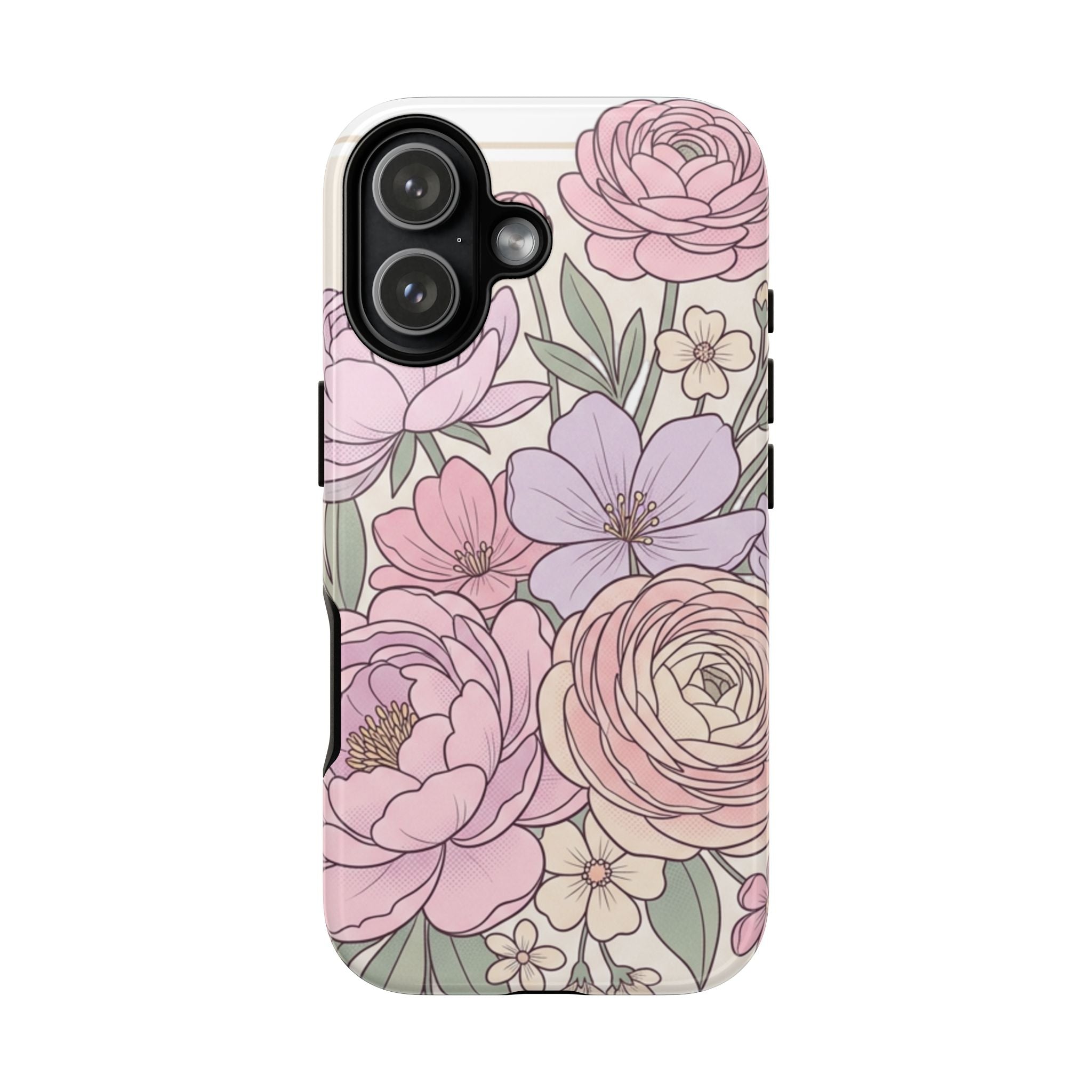 Floral Pastel Tough Phone Case – Pink Garden Protective Case