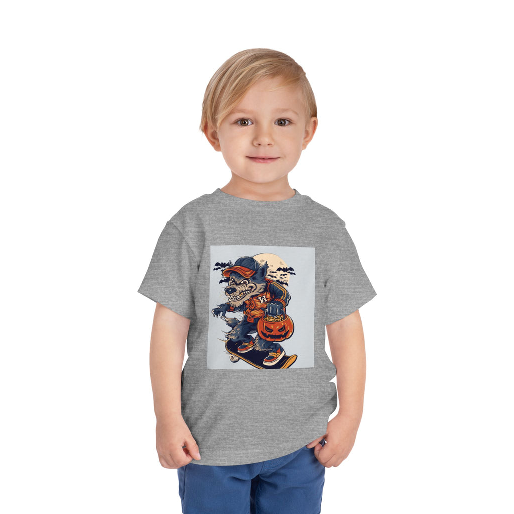 Toddler Halloween Skateboard Tee — Trick-or-Treat Puppy Pumpkin
