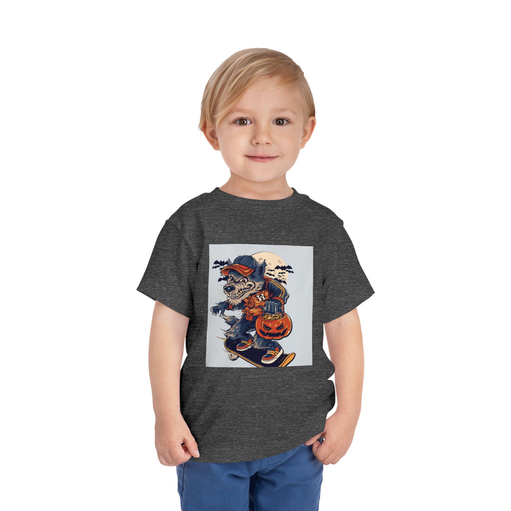 Toddler Halloween Skateboard Tee — Trick-or-Treat Puppy Pumpkin