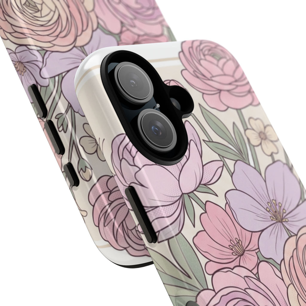 Floral Pastel Tough Phone Case – Pink Garden Protective Case