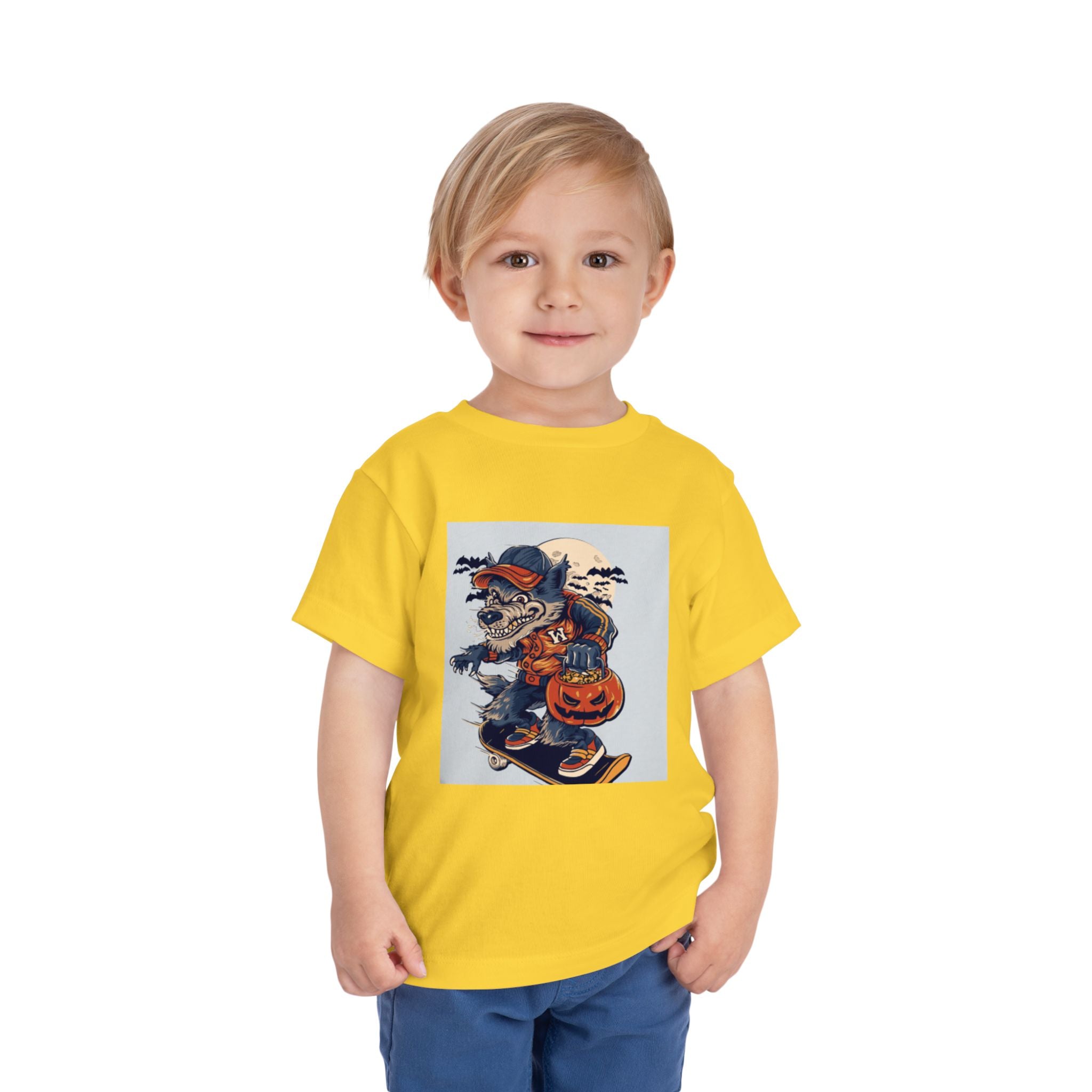 Toddler Halloween Skateboard Tee — Trick-or-Treat Puppy Pumpkin