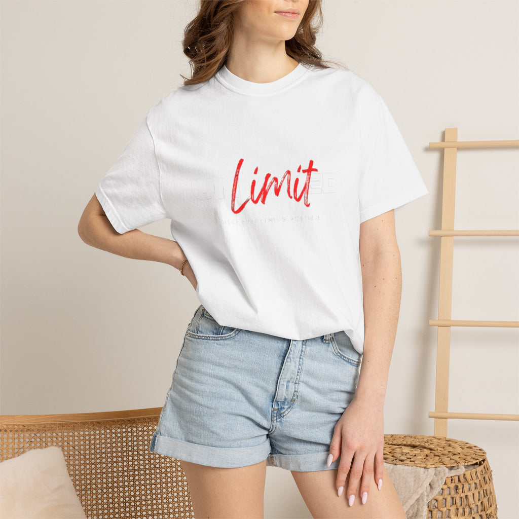 Limit Script T-Shirt — Minimalist Red Graphic Tee