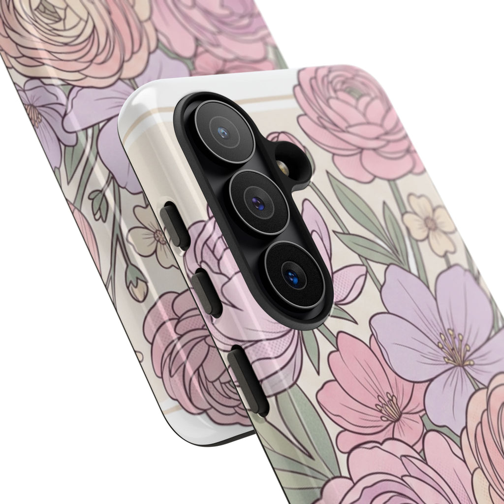 Floral Pastel Tough Phone Case – Pink Garden Protective Case