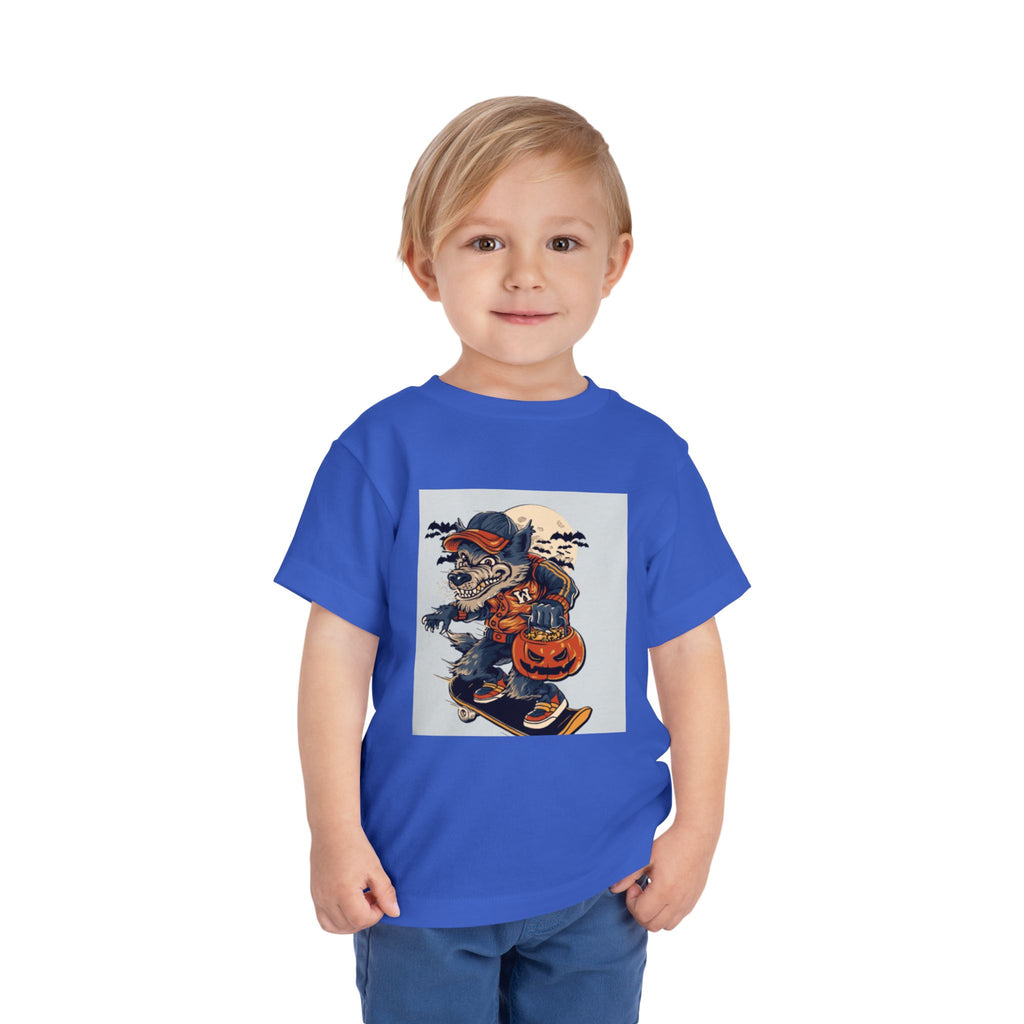 Toddler Halloween Skateboard Tee — Trick-or-Treat Puppy Pumpkin