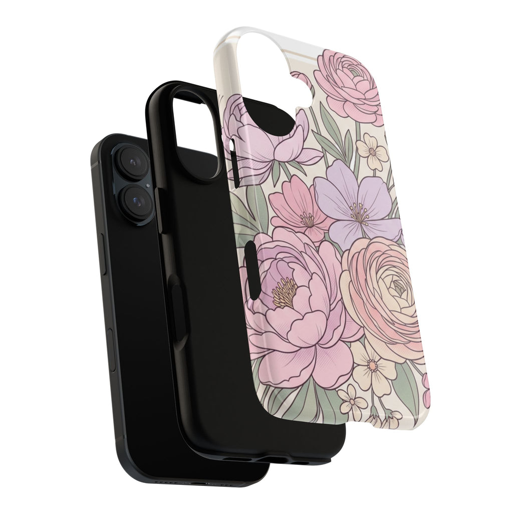 Floral Pastel Tough Phone Case – Pink Garden Protective Case
