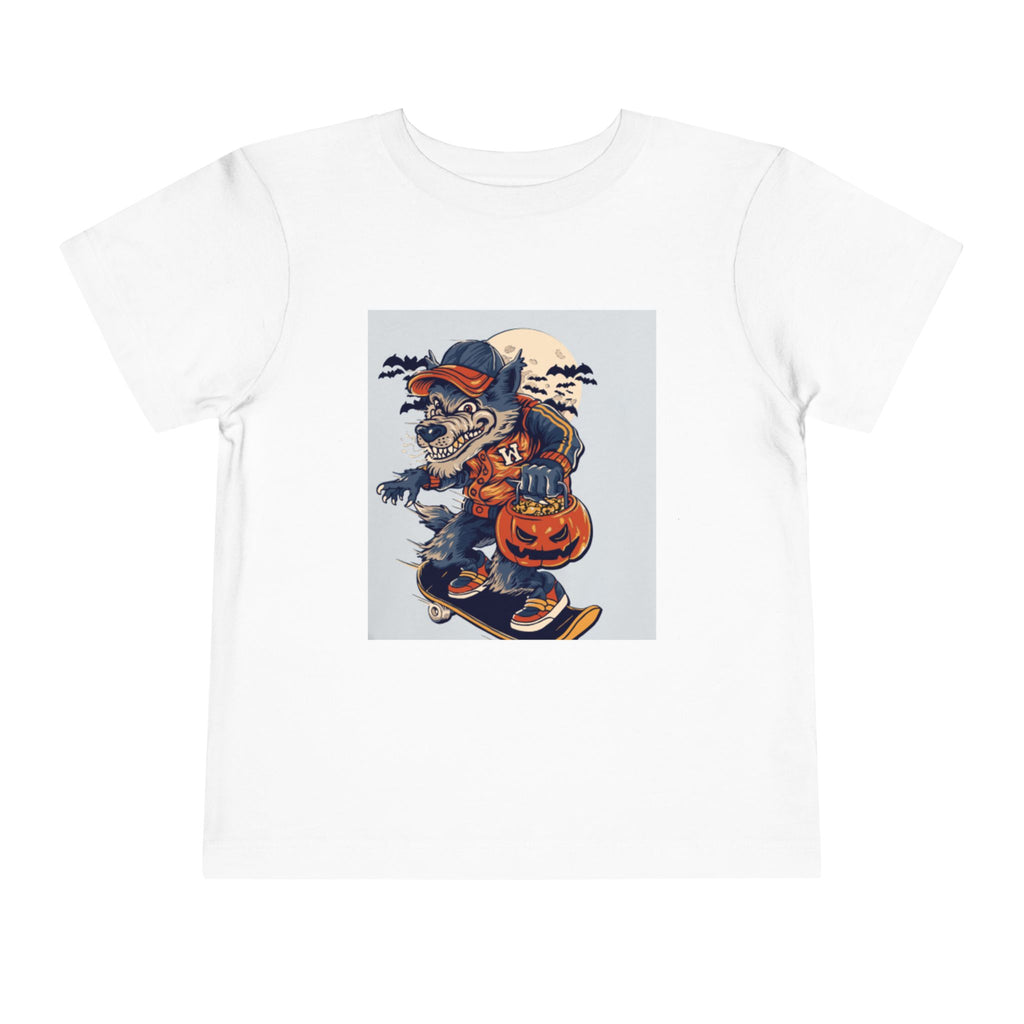 Toddler Halloween Skateboard Tee — Trick-or-Treat Puppy Pumpkin