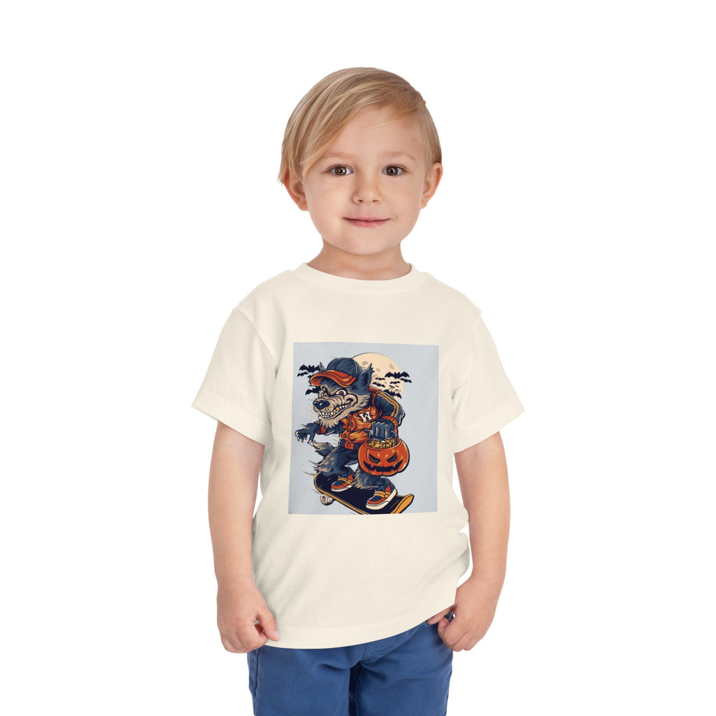 Toddler Halloween Skateboard Tee — Trick-or-Treat Puppy Pumpkin