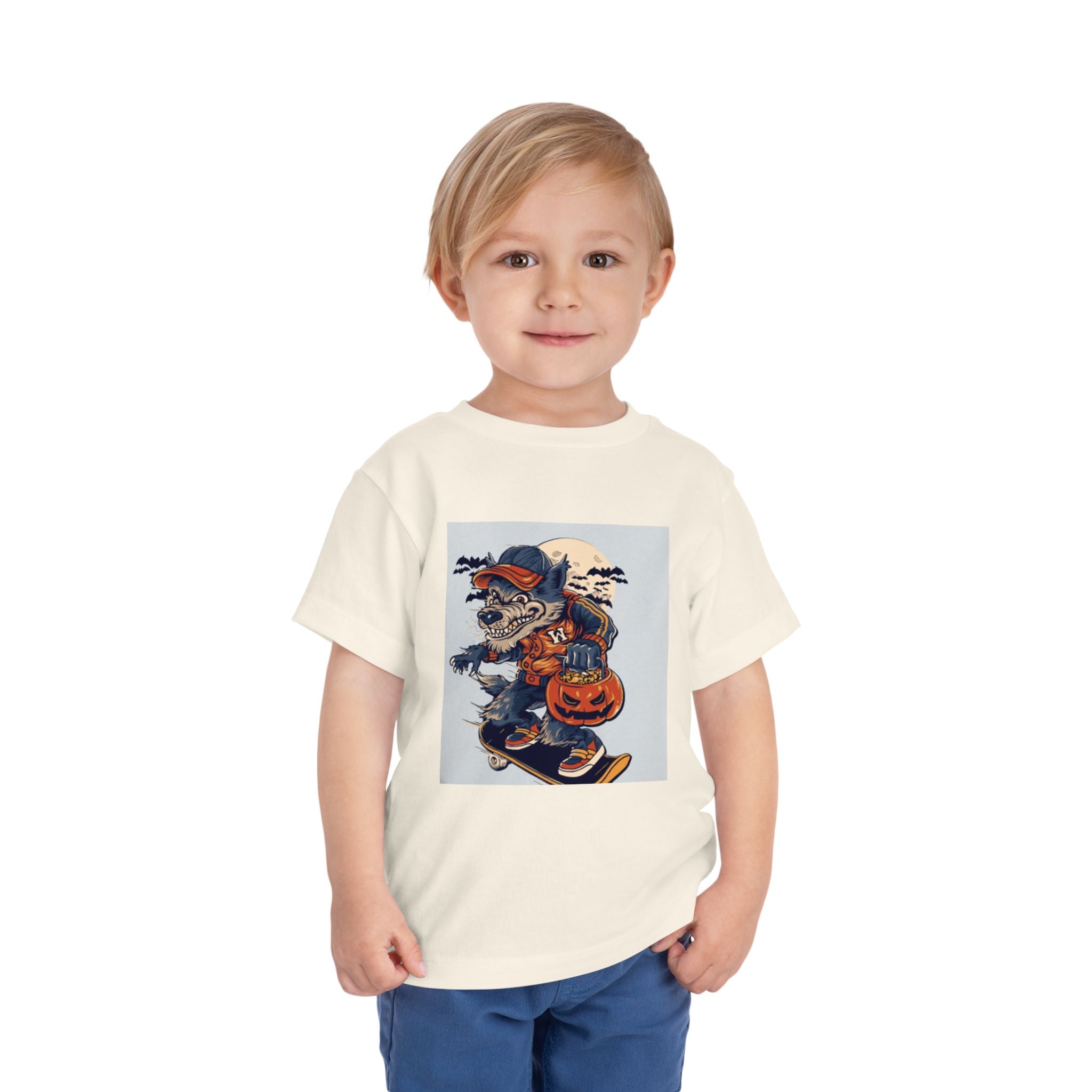 Toddler Halloween Skateboard Tee — Trick-or-Treat Puppy Pumpkin