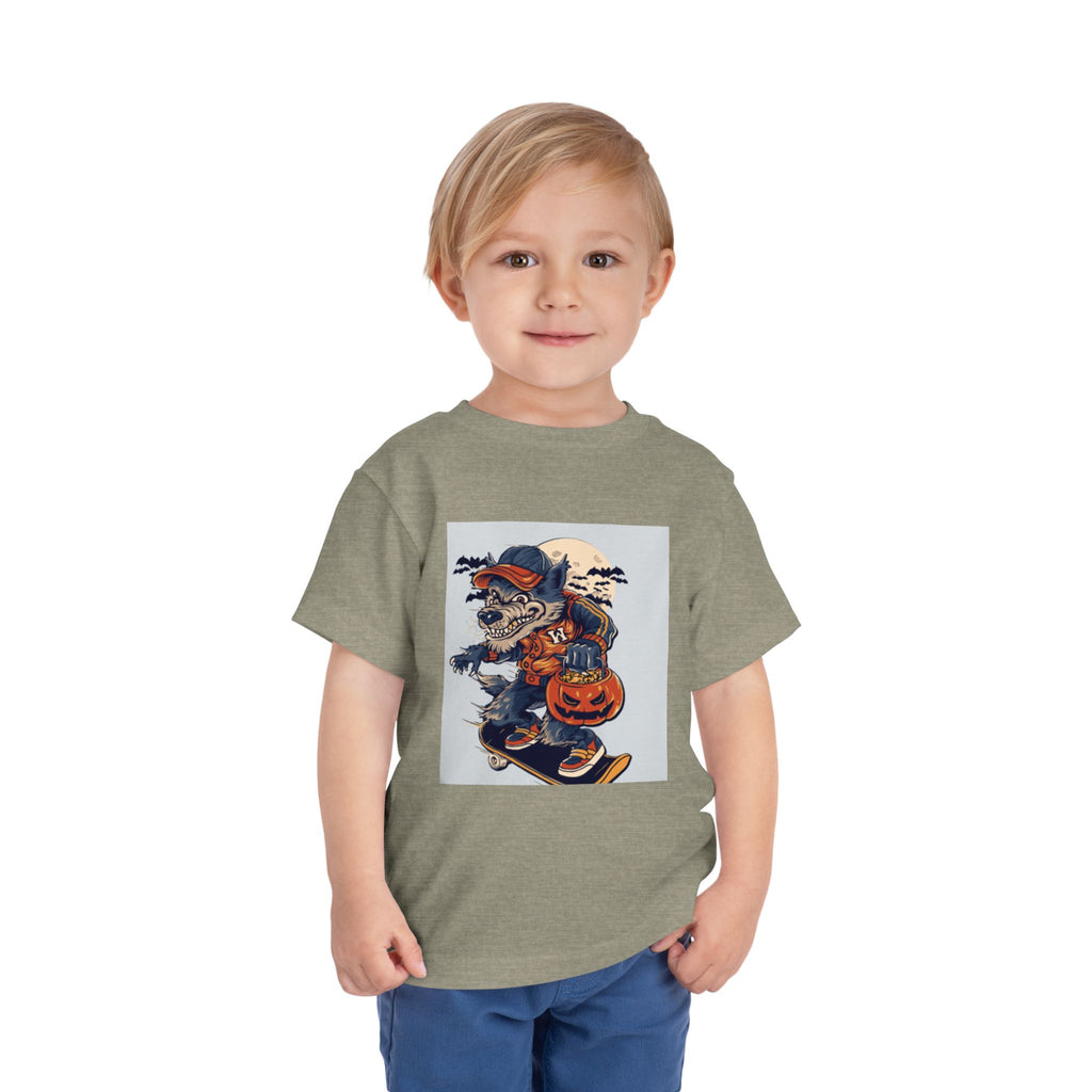 Toddler Halloween Skateboard Tee — Trick-or-Treat Puppy Pumpkin