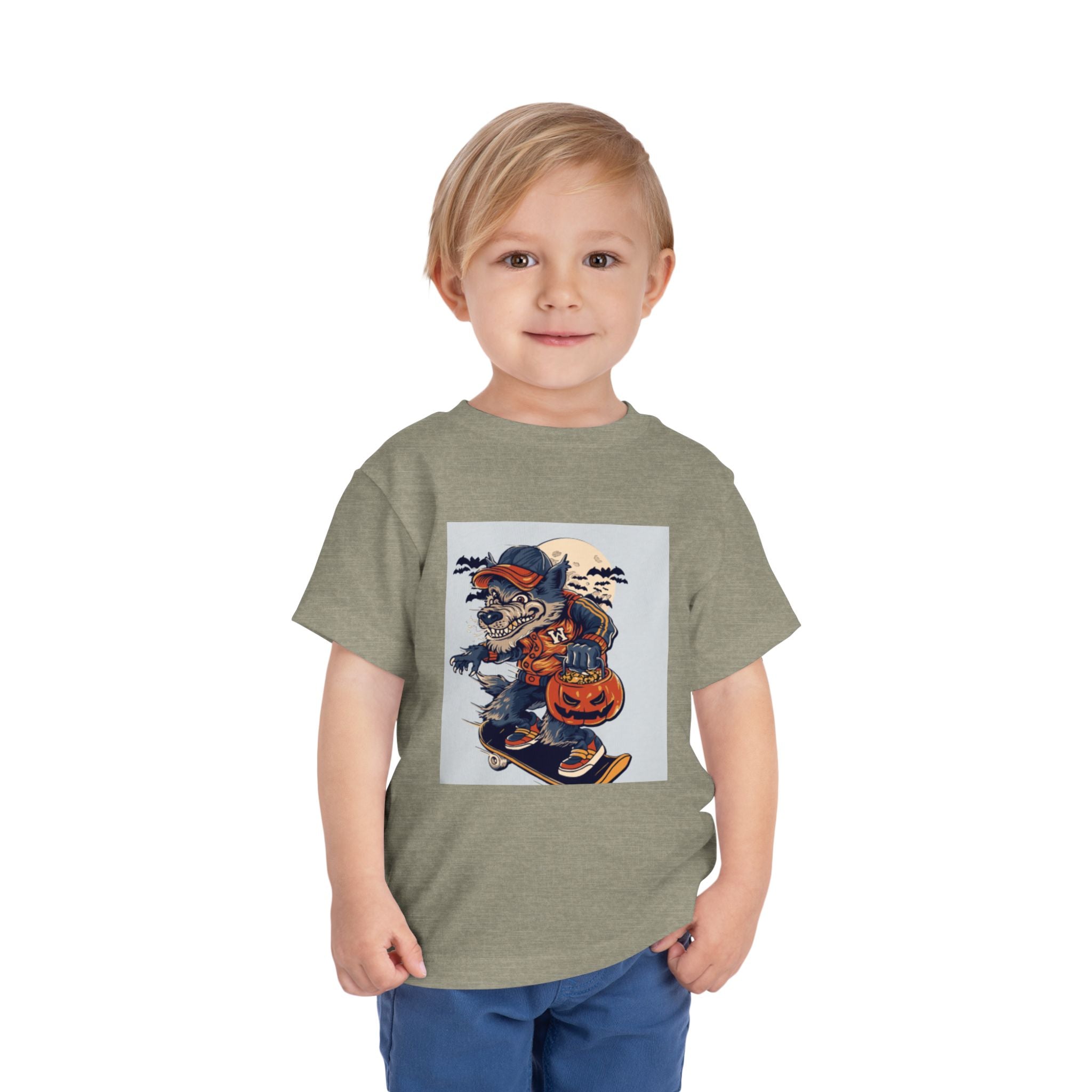 Toddler Halloween Skateboard Tee — Trick-or-Treat Puppy Pumpkin