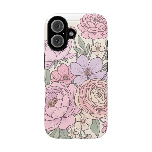 Floral Pastel Tough Phone Case – Pink Garden Protective Case